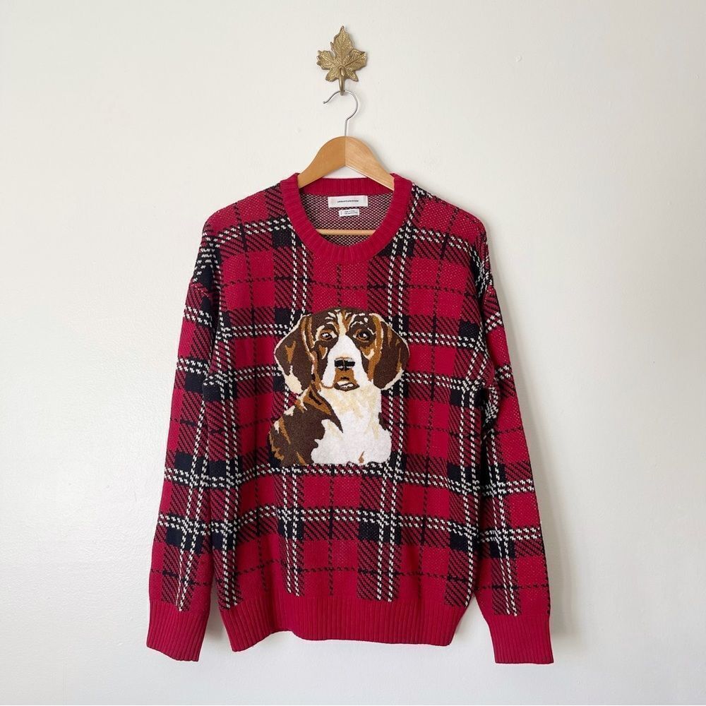 Urban Outfitters Red Plaid Crewneck sweater Unisex size Small preowned